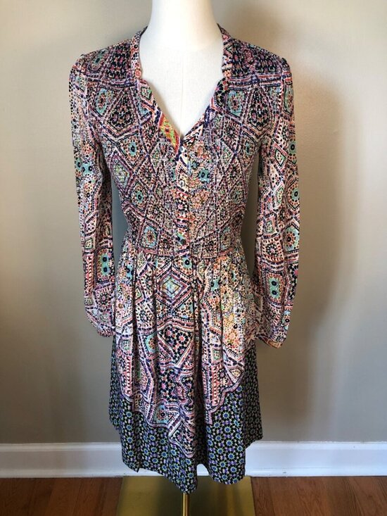 Maeve Dresses & Skirts - Maeve Anthropologie Tiled Amethyst Smocked Dress Boho Cottagecore Size XS